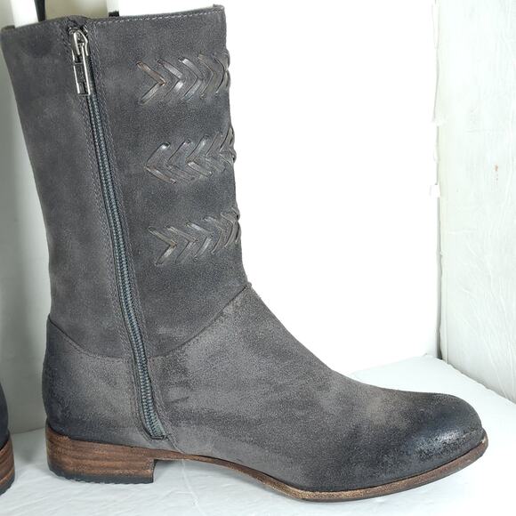 UGG Women's Caylin US 7 Gray Burnished Suede Braided Zip Riding Boots - Picture 5 of 16